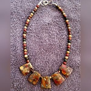 NEW handmade all natural polished stone necklace  (benefits 503c animal rescue)